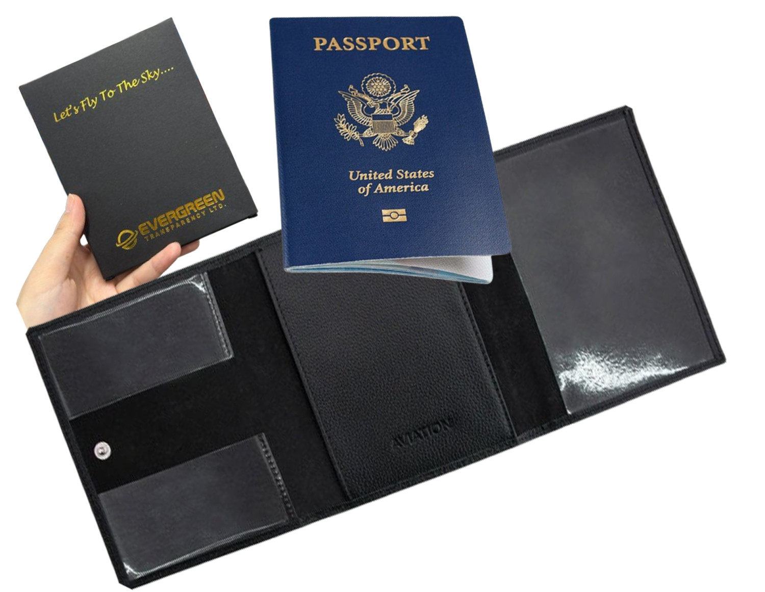 Pilot Wallet with RFID Blocking, Genuine Leather Travel Passport Wallet for Aviation Professionals, Pilot document holder,