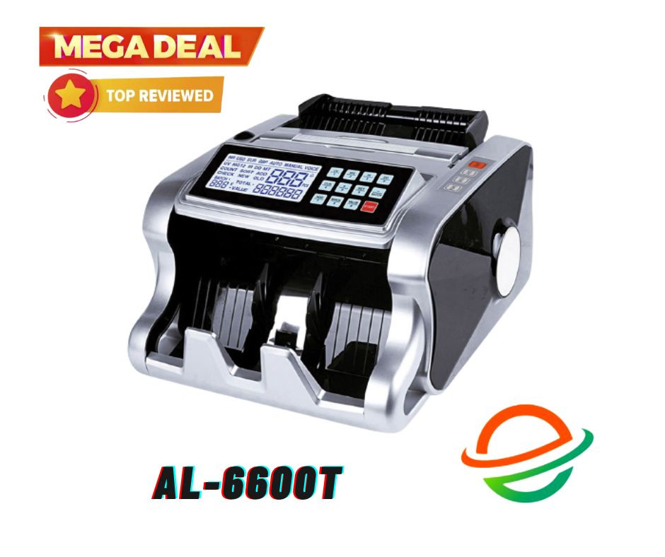 KINGTON AL 6600T Money Counting & Fake Note Detector Machine AL-6600T with 2 display